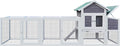 122'' Large Chicken Coop with Run, Wooden Duck Hen House for 3-5 Chickens, Outdoor Chicken Run Poultry Cage Rabbit Cage with Nesting Box, Ramp & Pull-on Tray Gray