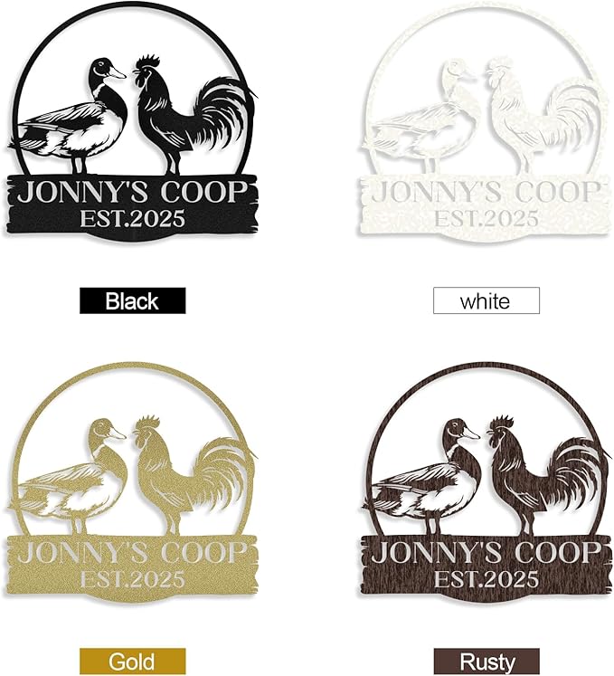 Personalized Chicken Coop Signs, Metal Funny Farm Decor, Chicken Coop Accessories, Metal Outdoor Wall Art, Custom Hen House Sign, Rustic Farmhouse Wall Decor for Farm Yard Garden Color07
