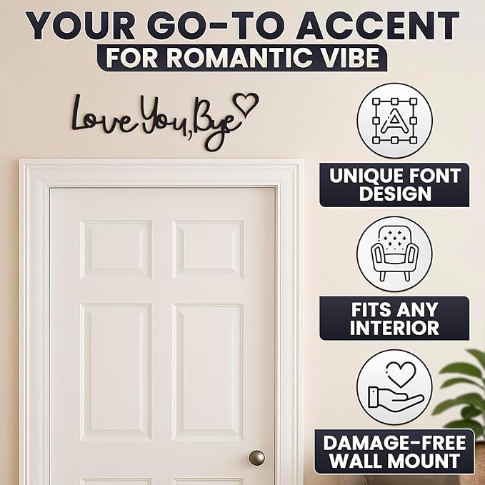 21.6" Love You Bye Sign Above Door Decor - Wall Sign Door Decorations, Good for Inside and Outside Use, Lightweight and Easy to Install Farmhouse Wall Art, Suitable for Hallway and Living Room