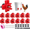 40 Pcs Horizontal Chicken Waterer Nipples with Drill Bits, Leakproof Poultry Watering System for Chicken Coop, Durable ABS Plastic & Stainless Steel, Water Saving Design for Outdoor Use