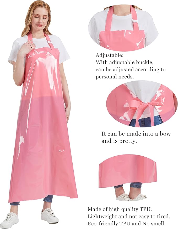 Nanxson TPU Waterproof Apron Lightweight Work Apron with Adjustable Buckle for Pet Bathing,Dishwashing,Butchers,Housework
