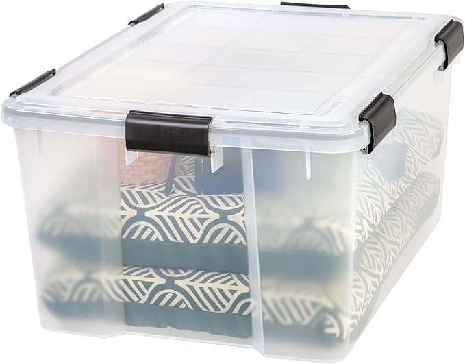 IRIS USA 4 Pack 63 Qt Storage Bins Plastic Gasket Box with Tight Latching Lids