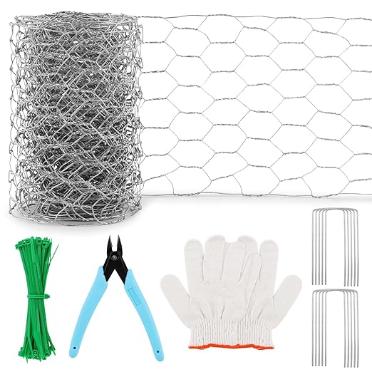 Floral Chicken Wire for Craft, 4 x 118 Inch Lightweight Mesh Netting with Plier,Gloves,Ties, 2mm Thickness Chicken Wire Fence Netting for Garden Poultry, Protect Plant, DIY Craft
