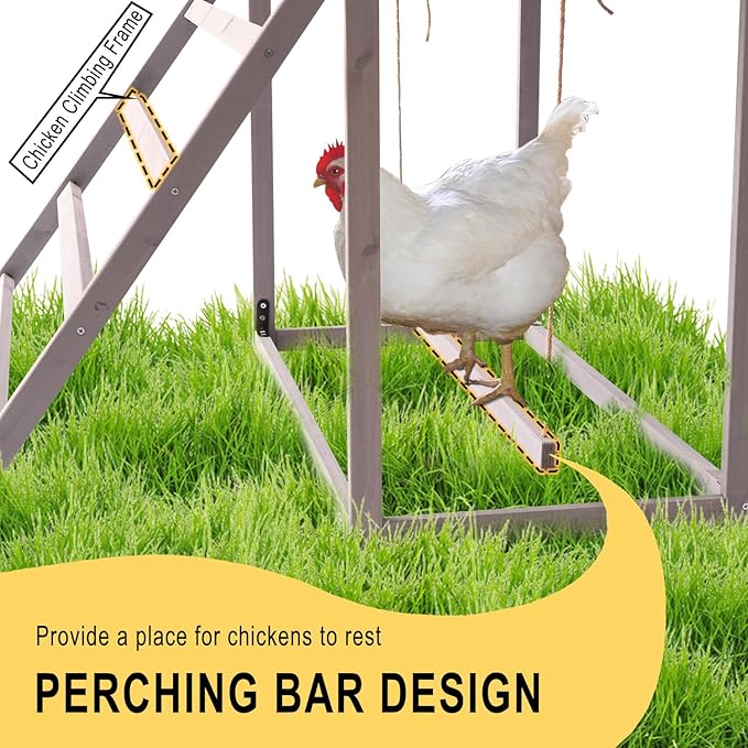 BIRASIL Chicken Nesting Box, Chicken Coop Accessories with Asphalt Roofing, Chicken Laying Boxes with Stairs, Nesting Egg Boxes with Leisure Swing for Hens or Chickens