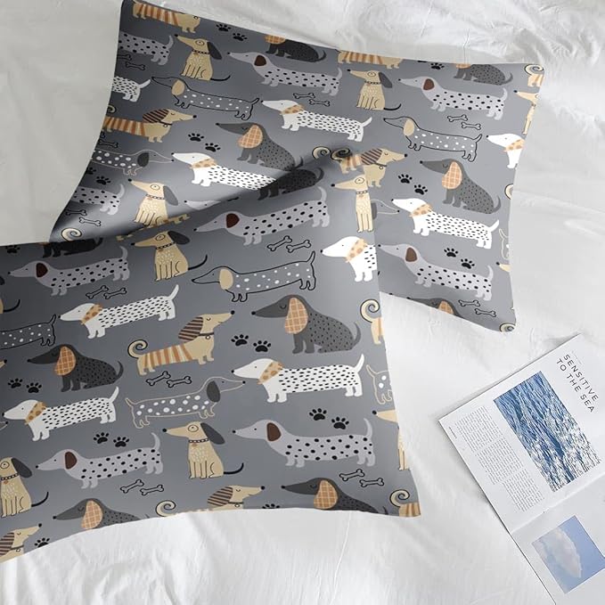Comforter Set Full Size, Cute Dog 7 Pcs Bedding for Kids and Adults, Animal Nursery Pet Bed Sheet Sets with Fitted Sheet 2 Pillowcases & 2 Shams for Bedroom Bed Decor