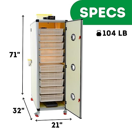 Incubators for Hatching Eggs – HB700H Egg Incubator Hatcher, Automatic & Self-Regulated Temperature & Humidity, Chicken Egg Incubator, Professional Cabinet Poultry Incubator by Cimuka