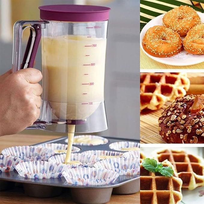 6 Piece Griddle Breakfast Kit, Pancake Batter Dispenser, Compatible with Griddle Accessories, Included 4 Egg Rings & Basting Brush, Kitchen Baking Tool for Indoor-Outdoor Cooking