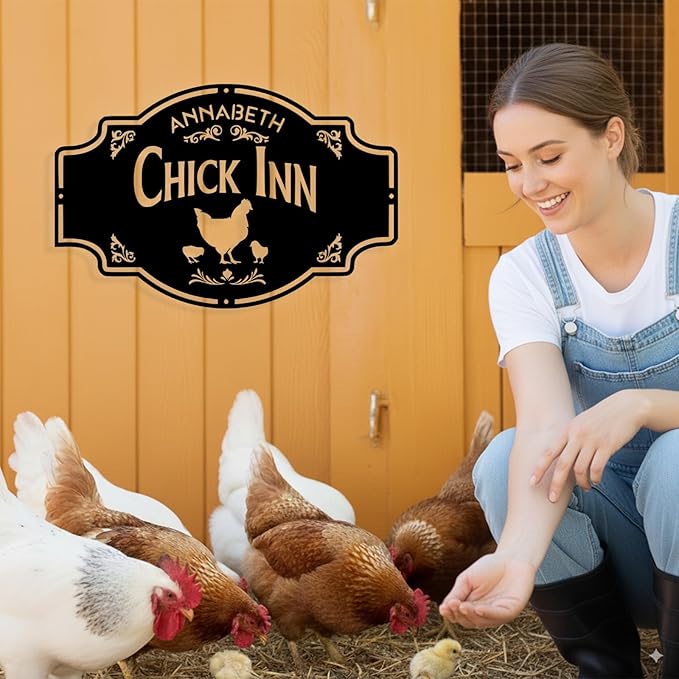 Custom Chicken Coop Metal Sign, Personalized Chicken Coop Sign for Outside, Custom Metal Hen House Farm Signs, Chickens Hen House Farmhouse Wall Art Decor