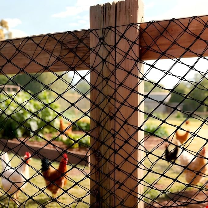 Poultry Netting 25x50 FT Fence for Chicken Coop and Garden Protection Predator Proof, Easy Install for Rabbits and Small Animals