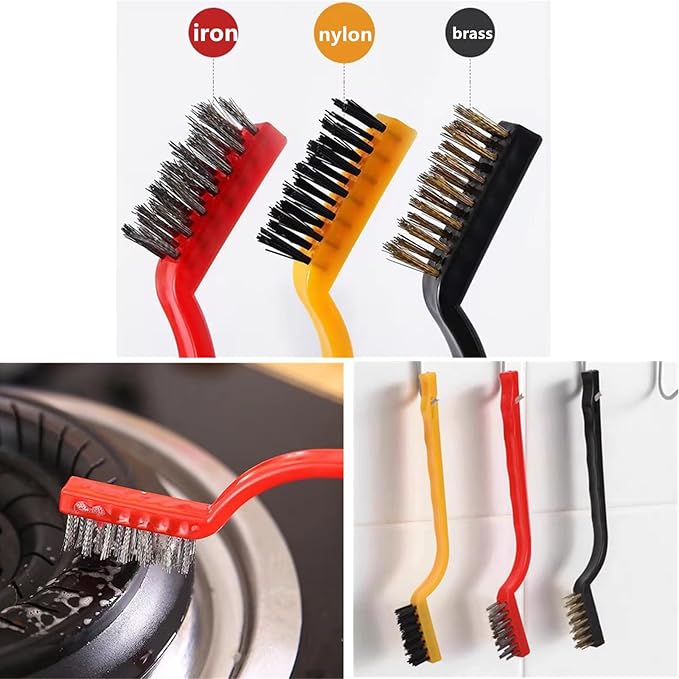8Pcs Kitchen Crevice Cleaning Brush Set Grill Brush,Multi Purpose Hard Bristle Brushes,Scraper,Rubber Gloves for Deep Cleaning Gap,Car,Sink,Corners,Tight Spaces,Blender,Range Hood,Stove Clean