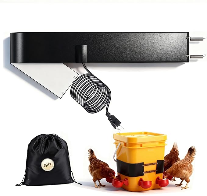 1 PCS Chicken Water Heater for Winter, 40W Safe Thermo Bucket Belt Heated Strapr Fits Most 2-5 Gallon Chicken Waterer, Energy Efficient Freeze Protection for Poultry Livestock+1 Bag