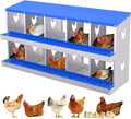 10 Compartment Chicken Nesting Box, Wall Mount Hen Laying Boxes with Removable Trays, 10-Hole Galvanized Steel Metal Hanging Poultry Nest for Backyard, Farms, and Chicken Coop, Egg Collection