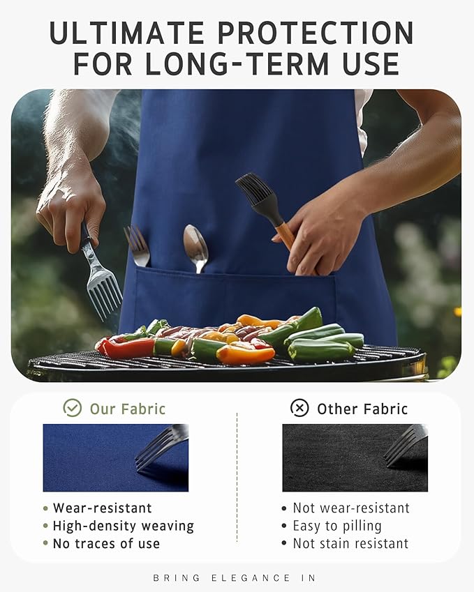 Syntus Adjustable Bib Apron with 2 Pockets Cooking Kitchen Aprons for Women Men Chef