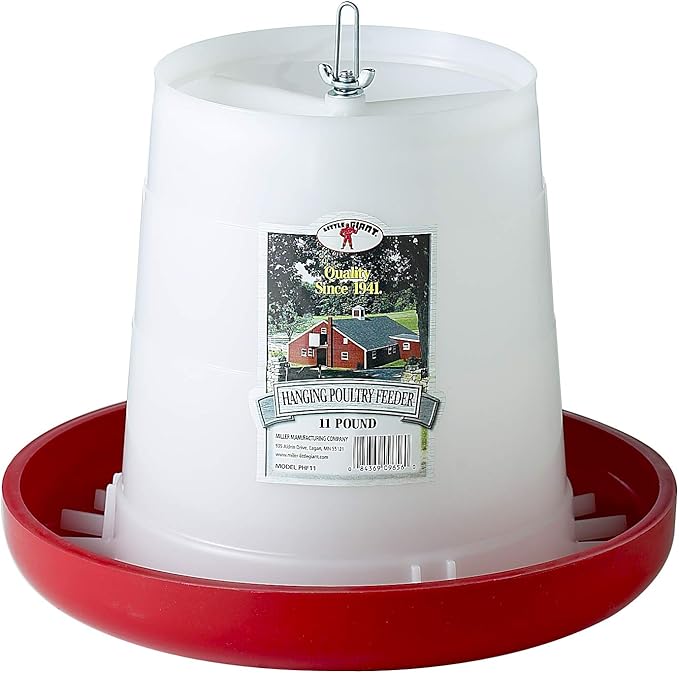 Little Giant® Plastic Hanging Poultry Feeder | Heavy Duty Automatic Feed Container for Poultry (Red, 11 Pound)