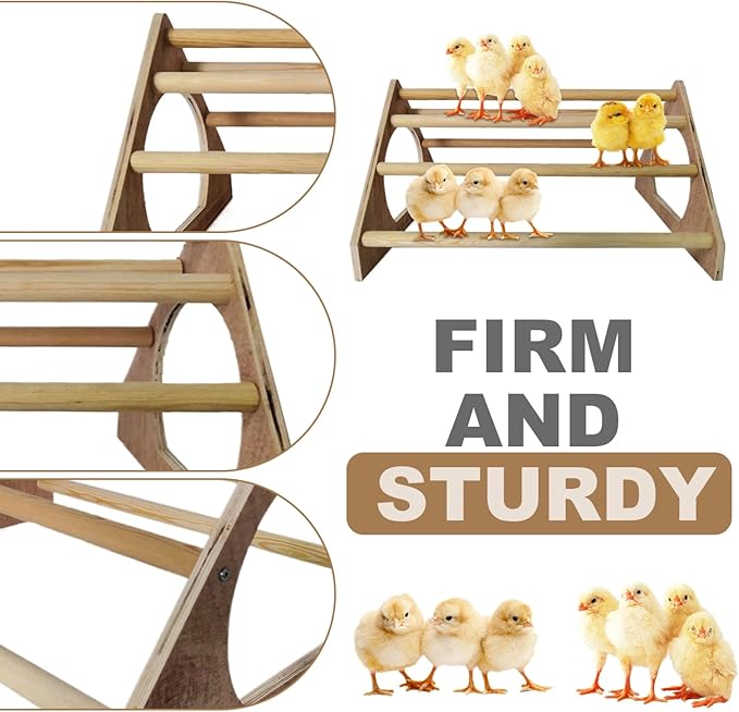 Chicken Perch with 7 Bars Wooden 14.6x10.8x7.8in Chicken Roosting Bars with Side Holes Freestanding Roost Coop Accessories Roosting for Chickens in Coop Roost