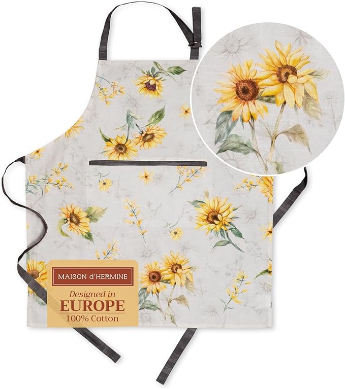 Maison d' Hermine 100% Cotton Apron for women with Pocket Kitchen Chef Apron for Men Cooking Easter Decorations
