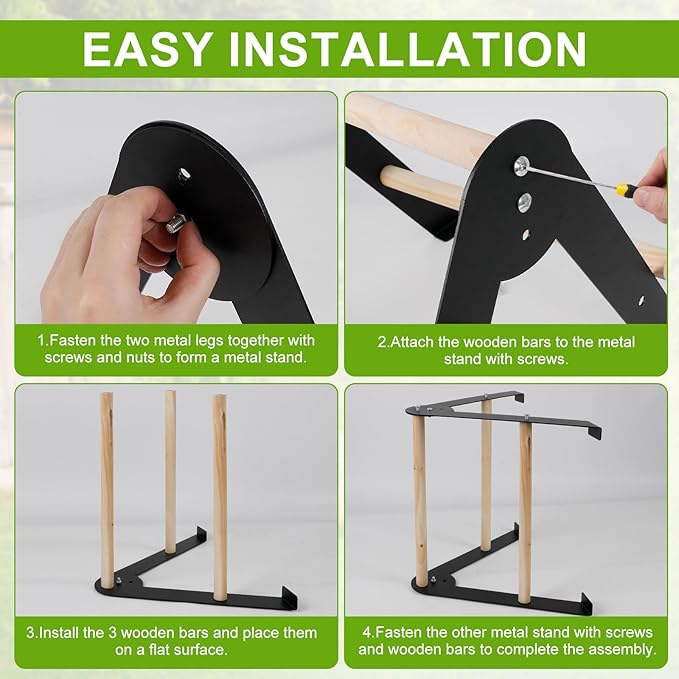 Wooden Chicken Roosting Perch, Metal and Wooden Training Hen Roosting Bars Stand for Coop Entertainment