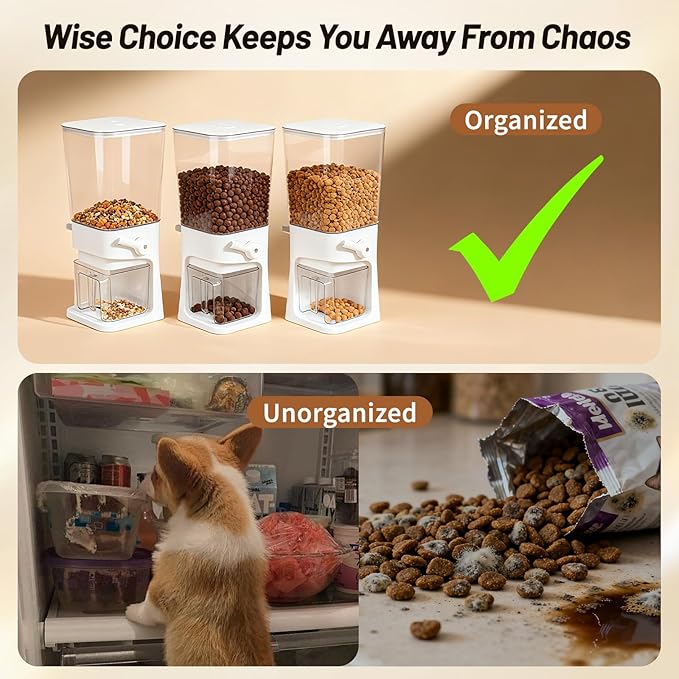 Small Pet Food Storage Container: 5-7 Lbs Airtight Animal Dry Food Dispenser Countertop with Measuring Cup - Organizer Bin for Dog Food, Cat Treats, Chicken, Bird, Puppy, Rabbit & Hamster Feed Pellets