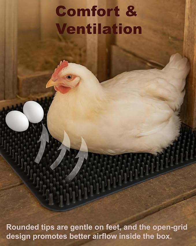 4-Pack Washable Chicken Nesting Pads for Chicken Coop, 13x11in Reusable Nest Box Liners, Trim-to-Fit Open-Grid Bedding for Cleaner Eggs, Heavy-Duty Poultry Supplies (Green)