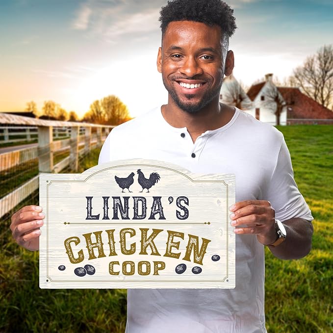 Custom Chicken Coop Sign, Personalized Name For Farm, For and Backyard Décor Sign, 12x18 Inches, Rust Free .063 Aluminum, Fade Resistant, Made in USA by Sigo Signs