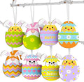 Qunclay 40 Pcs Easter Ornament Decor Easter Bunny Egg Hanging Sign for Tree Rabbit Wooden Slices Spring Wooden Cutouts with Rope for Party Home Farmhouse Indoor Outdoor(Funny Style)