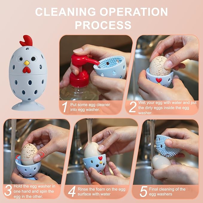 Silicone Egg Cleaner for Fresh Eggs, Vegetable and Fruit Scrubber Tool Reusable Cleaning Brush for Egg Washer (Blue)