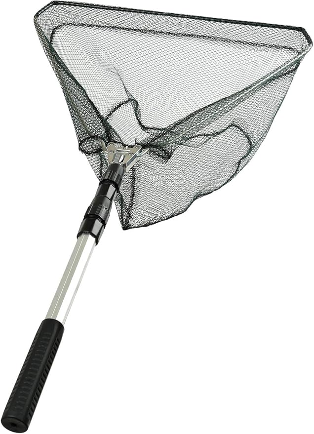 RESTCLOUD Fishing Landing Net with Telescoping Pole Handle, Fishing net Freshwater for Kids Men Women, Extend to 40-63 Inches
