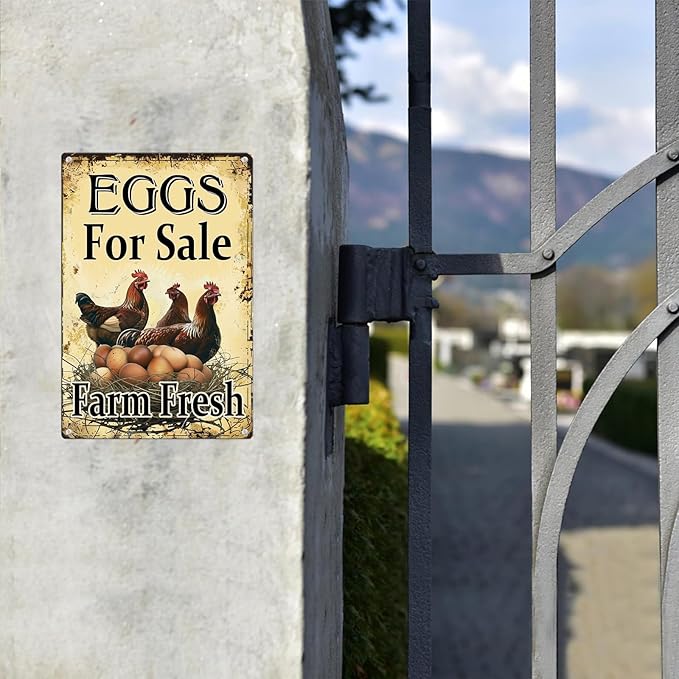 Fresh Eggs for Sale Aluminium Sign 8in×12in, Sturdy Aluminum Metal Signs Rust Free, Eggs for Sale Sign - Farm Fresh/We Sell Eggs Sign Outdoor Yard