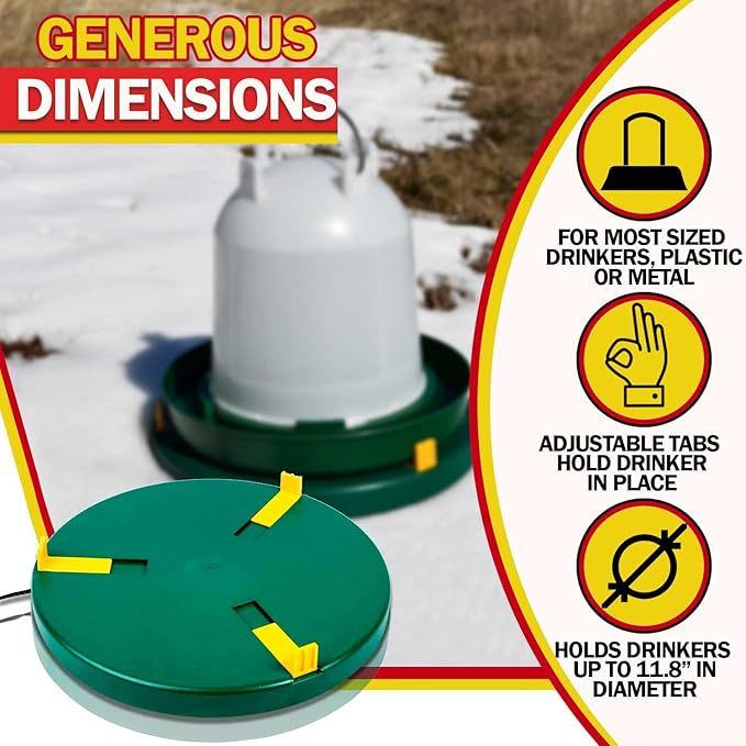 My Favorite Chicken Chicken Water Heater and Deicer - Electric Poultry Waterer for Winter - Portable Design, Freeze Proof Chicken Supplies for Outdoor Use - Water Heater and Warmer for Outside