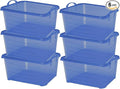 Life Story 6 Pack Light Duty Stackable Storage Bin, 55 Quart Home Organizer, Versatile Lightweight Locking Bins with Carrying Handles, Blue