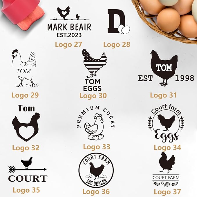 Egg Stamps for Fresh Eggs, Custom Egg Stamp with Ink Pad, Rubber Egg Stamp, Unique Designs for Farm Branding, Personalized Gift for Farmer & Rancher, Chicken Coop Accessories(0.8 inch)