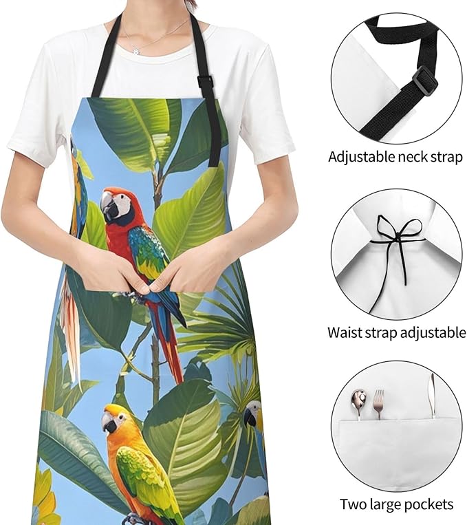 Waterproof Apron Adjustable Bib for Women Men Vintage Nautical White Ship Cooking Aprons Chef Bibs with 2 Pocket
