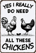 Funny Vintage Metal Chickens Signs Decor for Coop Farmhouse