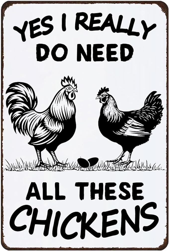 Funny Vintage Metal Chickens Signs Decor for Coop Farmhouse