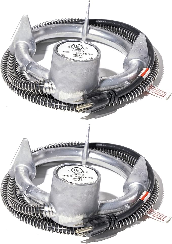 Farm Innovators 2 Pack Bucket De-Icer for up to 5 Gallon Bucket - 250W Aluminum Water Heater for Plastic or Metal Livestock Water Container