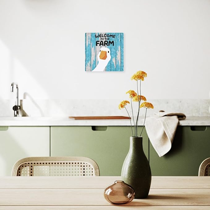 Vintage Duck Decor Funny Farm Animal Kitchen Decor Country Home Decoration Farmhouse Gifts For Home Kitchen Living Room 8×8 Tin Sign