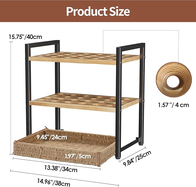 Nuovoware 3-Tier Egg Holder Countertop with Basket for 48+60 Eggs, Wooden Egg Basket with Carry Handle Gathering 100+ Fresh Quail, Duck, Turkey, Chicken Eggs, Kitchen Storage Home Farmhouse Decor