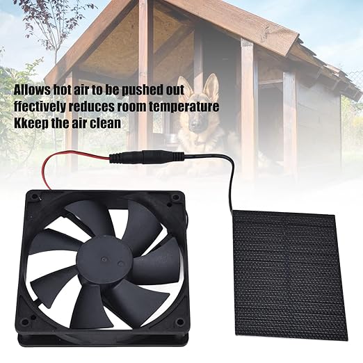 AUNMAS Solar Powered Fan Mini Ventilator Kit, Automatic Greenhouse Chicken Coop Exhaust Ventilation Cooling System 5V 3W Outdoor Energy Efficient Weather No Battery (The number of fan pages is random)