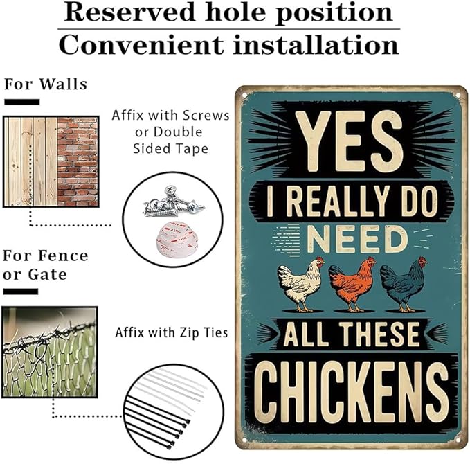 Chicken Decor I Really Do Need All These Chickens Vintage Tin Sign for Chicken Coop Farm Kitchen Garden Yard Decor 8x12 INCH(3831)