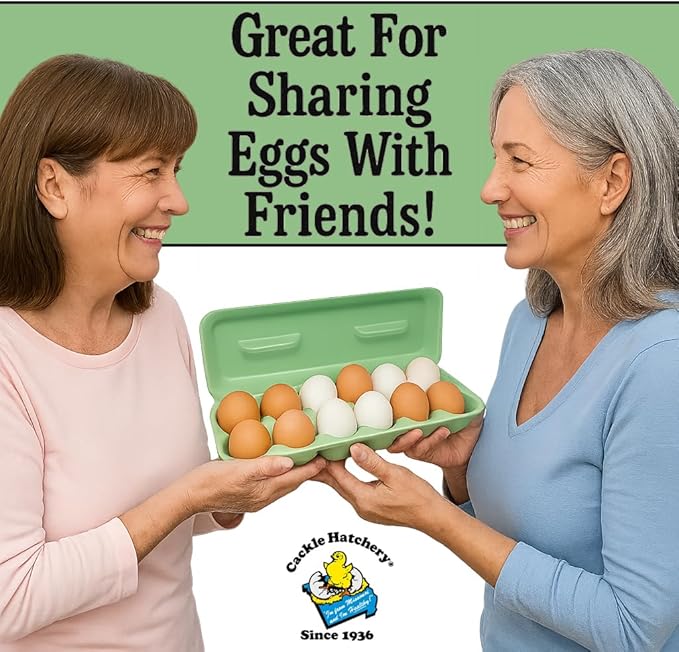 Cackle Hatchery Foam Egg Cartons for Chicken Eggs Holds 1 Dozen Eggs (Green, 50pk)