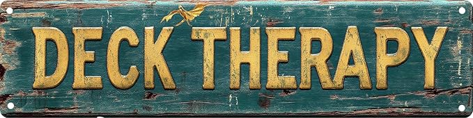 Vintage Tin Deck Therapy Sign Retro Metal Sign Suitable For Home Street Shop Garage Bar Farm Garden - Multi-Purpose Metal Sign For Indoor/Outdoor Use Plaque 4x16 Inch