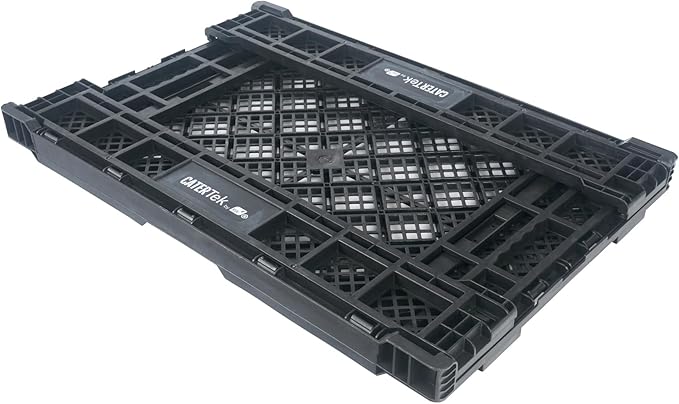 Restaurantware Plastic Milk Crates for Storage - Cater Tek Stackable Storage Buns for Organizing - Collapsible Storage Basket for Groceries, Black