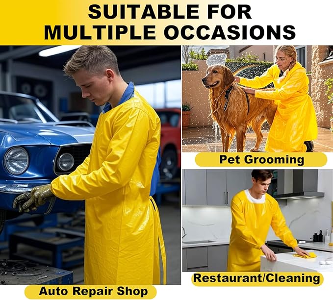 ELEBOX Waterproof Apron with Long Sleeves, Safety Apron Work Uniform for Men & Women, Chemical Resistance Anti-Tear Apron