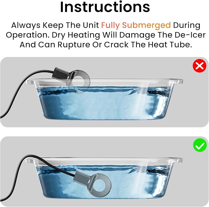 250W Submersible Cast Aluminum De-Icer – Thermostatic Chicken Water Heater for Livestock Tanks & Winter Bird Baths, Energy-Efficient Anti-Freeze Utility Heater, Black