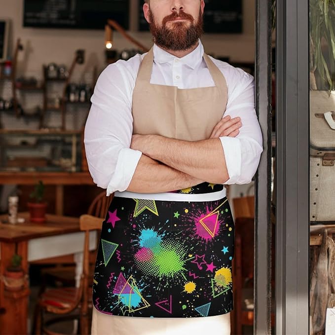 Half Apron with 3 Pockets Chef Cooking Kitchen Restaurant Aprons for Women Men