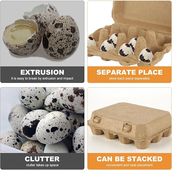 50 PCS Pulp Quail Egg Cartons 12 Count 3X4 Quail Egg Box One Dozen Quail Egg Holder Reusable Cardboard Quail Egg Carton with a Quail Eggs Scissor