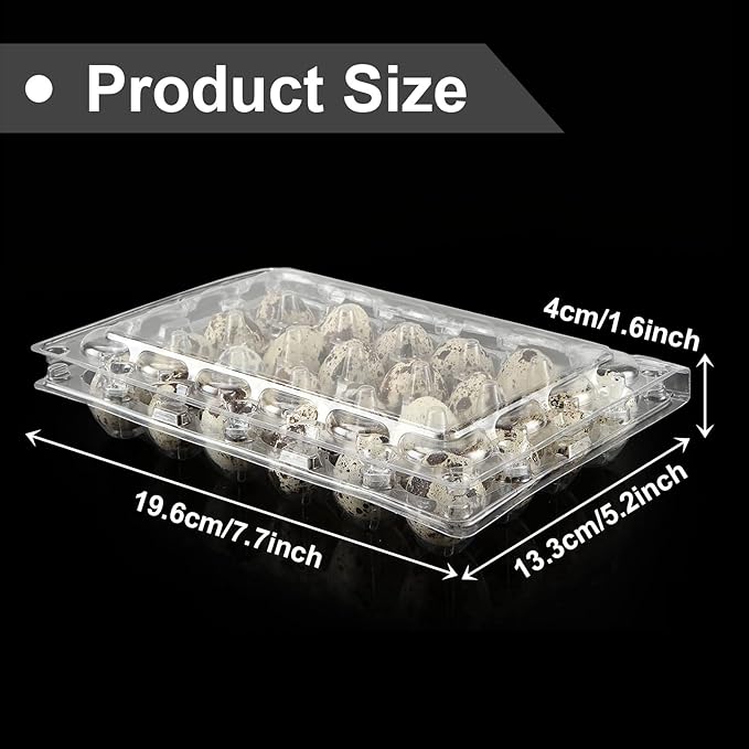 100 Pcs Quail Egg Cartons, 24 Grids Clear Quail Egg Cartons, Reusable Quail Egg Cartons Cheap Bulk, Plastic Stackable Egg Storage Box for Small Eggs,Quail,Pheasant,Pigeon Eggs