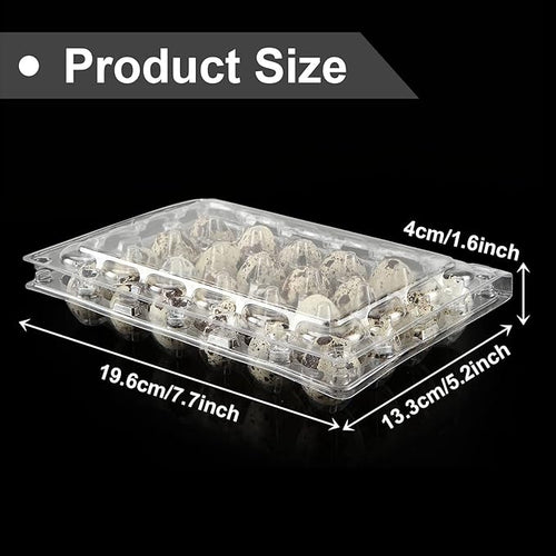 100 Pcs Quail Egg Cartons, 24 Grids Clear Quail Egg Cartons, Reusable Quail Egg Cartons Cheap Bulk, Plastic Stackable Egg Storage Box for Small Eggs,Quail,Pheasant,Pigeon Eggs