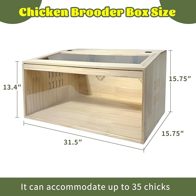 19-Piece Large Chicken Brooder Box 32", All-in-One Kit, Brooder Box with Heat Lamps, Pee Pads, Thermometer, Cleaning Tools, Brooder for Chicks, Quail, Hamsters, Up to 35 Chicks Capacity, Pattern B