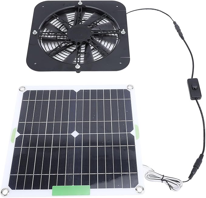 GOTOTOP 100W Solar Exhaust Fan, ABS Material, Efficient Solar Ventilation Fan for Greenhouse Chicken Coop RV Pet House, 13.5 Inch 18V